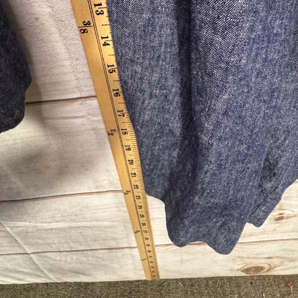 Banana Republic Blue Linen Blend Wide Leg Cropped Jumpsuit Size 12 Sleeveless - Picture 6 of 9